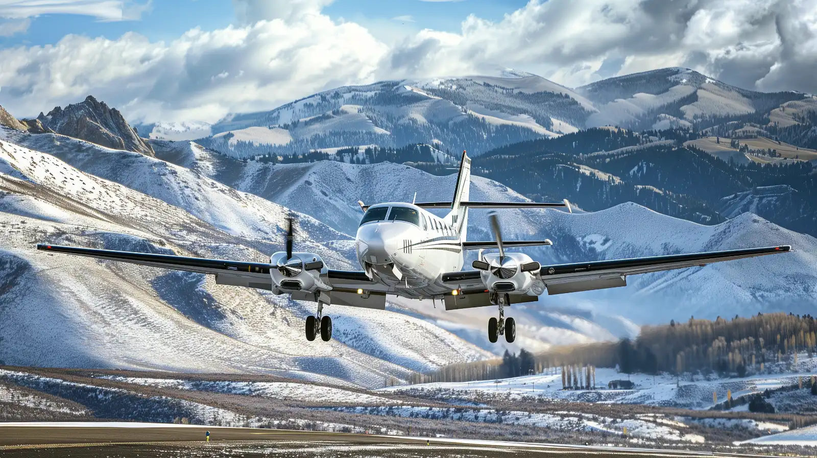 Cessna 414A aircraft on approach near Yampa Valley Regional Airport in Colorado