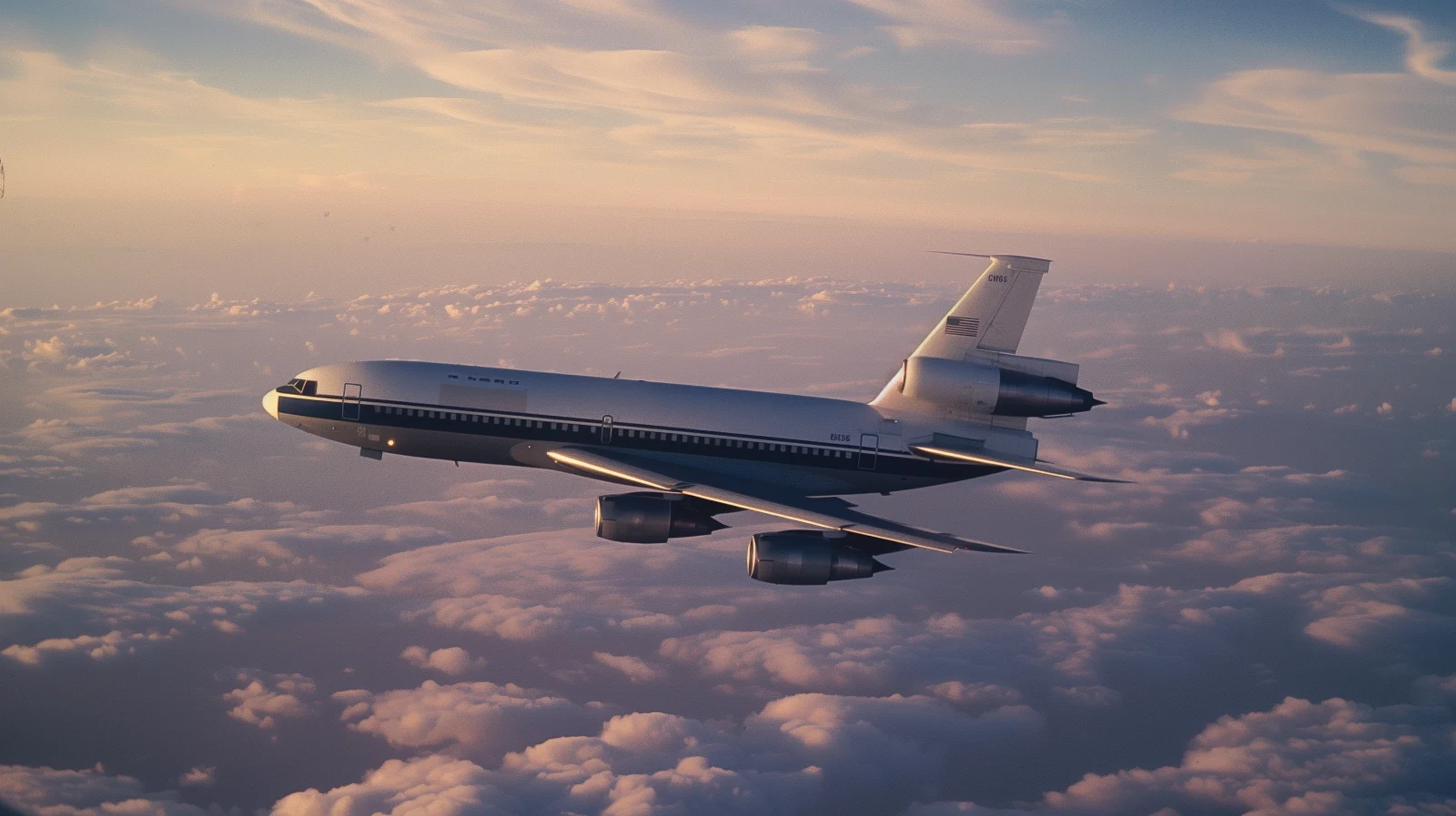 McDonnell Douglas DC-10 aircraft in flight representing United Airlines Flight 232 litigation context