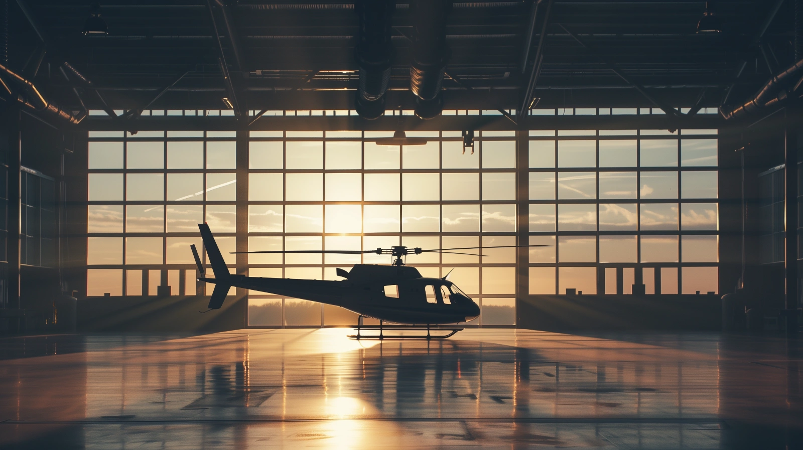 Experimental rotorcraft test flight Experimental helicopter test flight in hangar