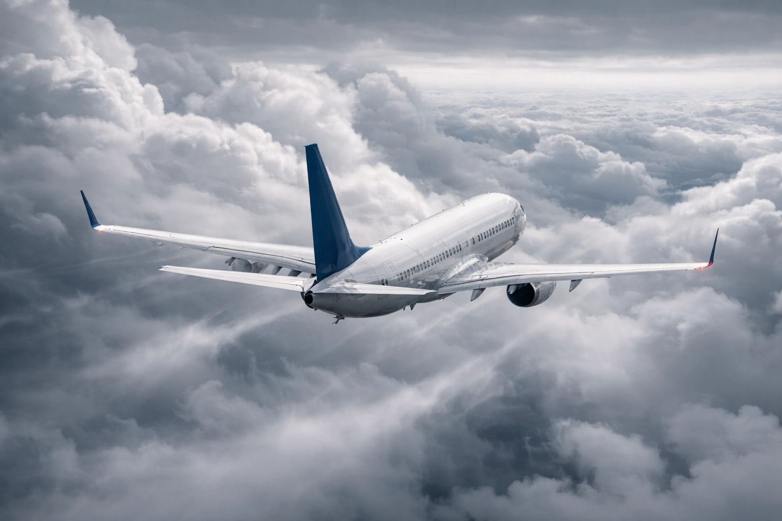 Commercial passenger aircraft flying through atmospheric turbulence