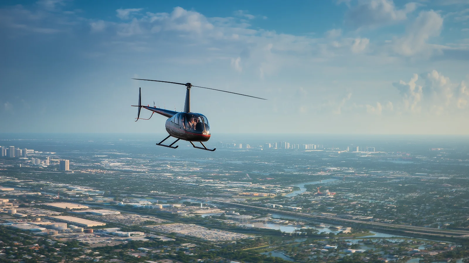 Robinson R44 helicopter in flight near South Florida during a training operation