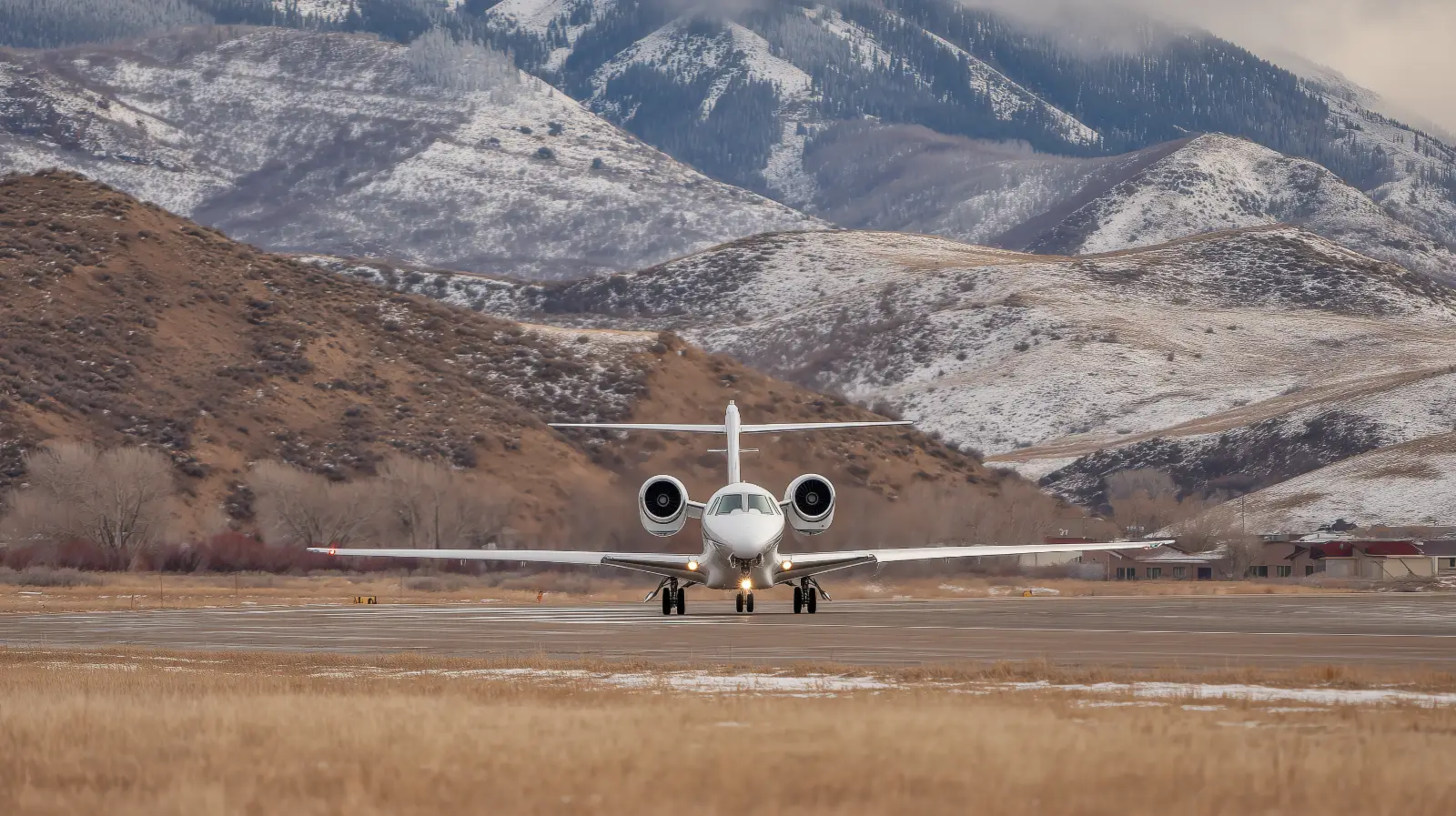 Cessna 750 on landing rollout at a mountain airport in Colorado