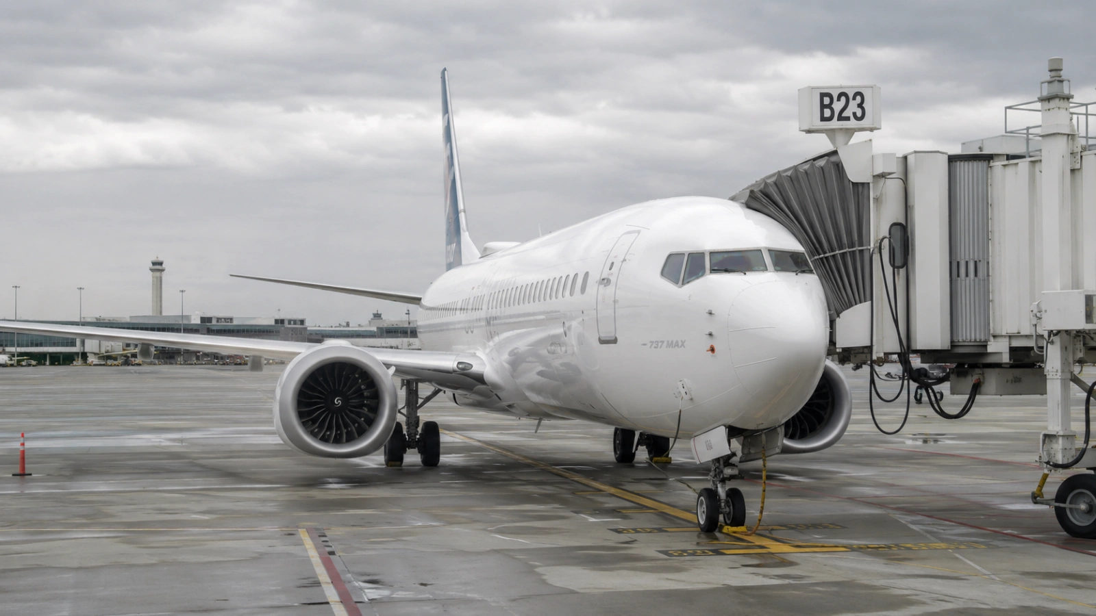 Boeing 737 MAX aircraft in airport setting related to aviation litigation coverage