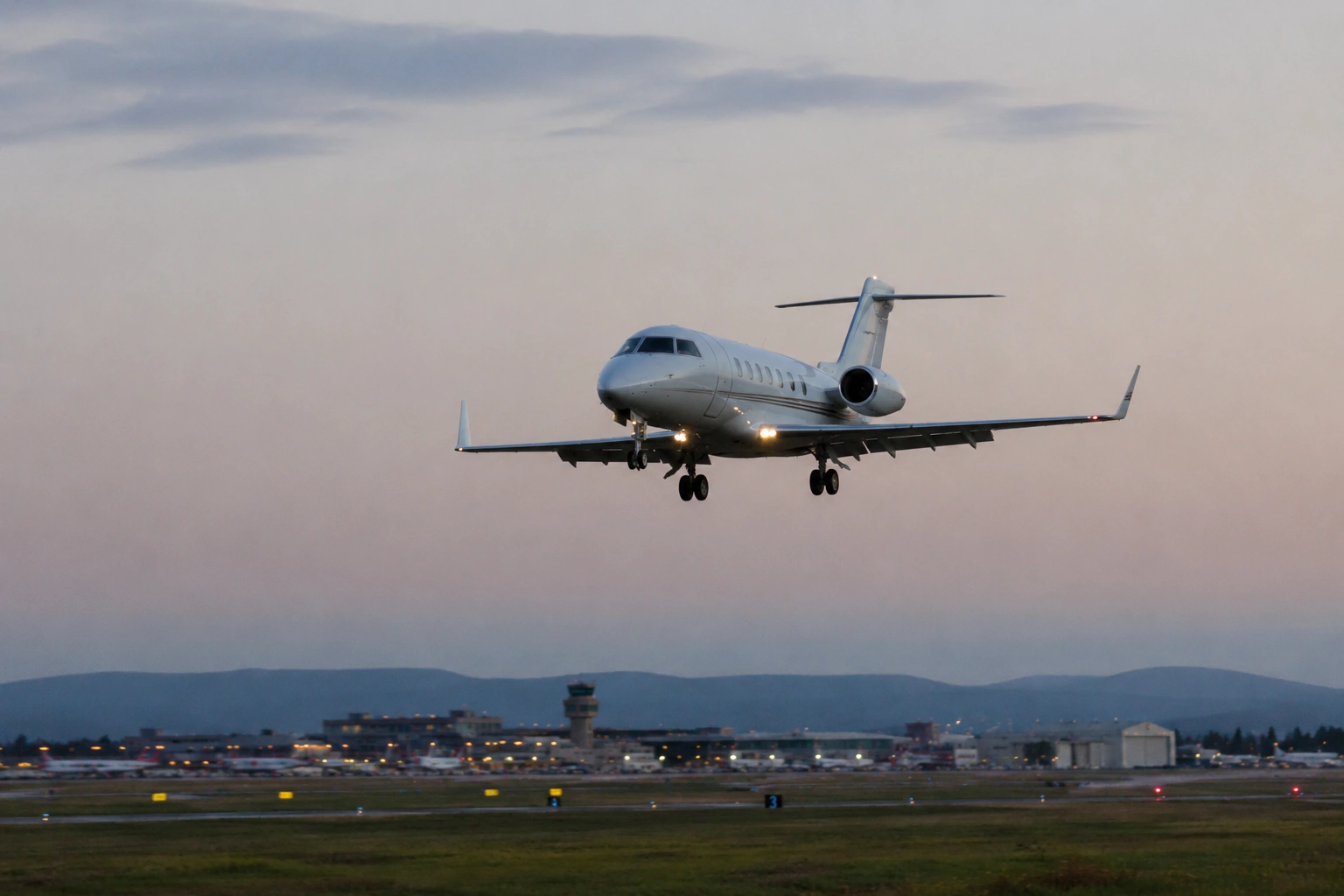 Midsize twin-engine business jet on approach to a regional airport, representative of the Cessna Citation Latitude involved in the Laredo, Texas accident